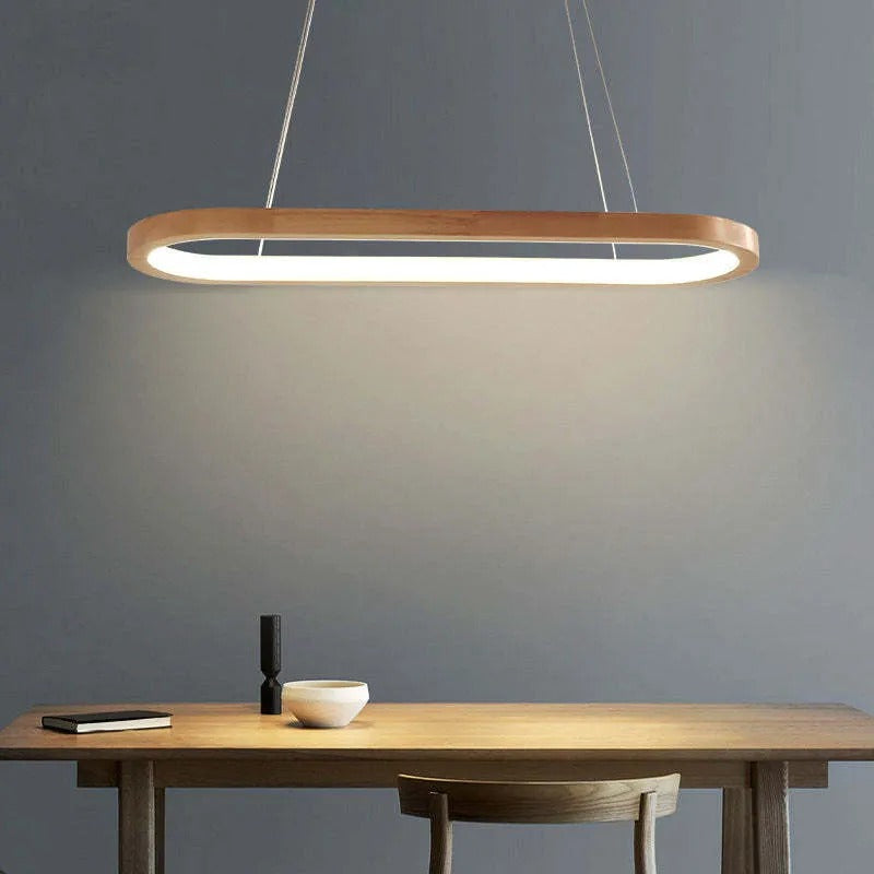 Ovale Houten Hanglamp Met Acrylkap En SMD‑LED