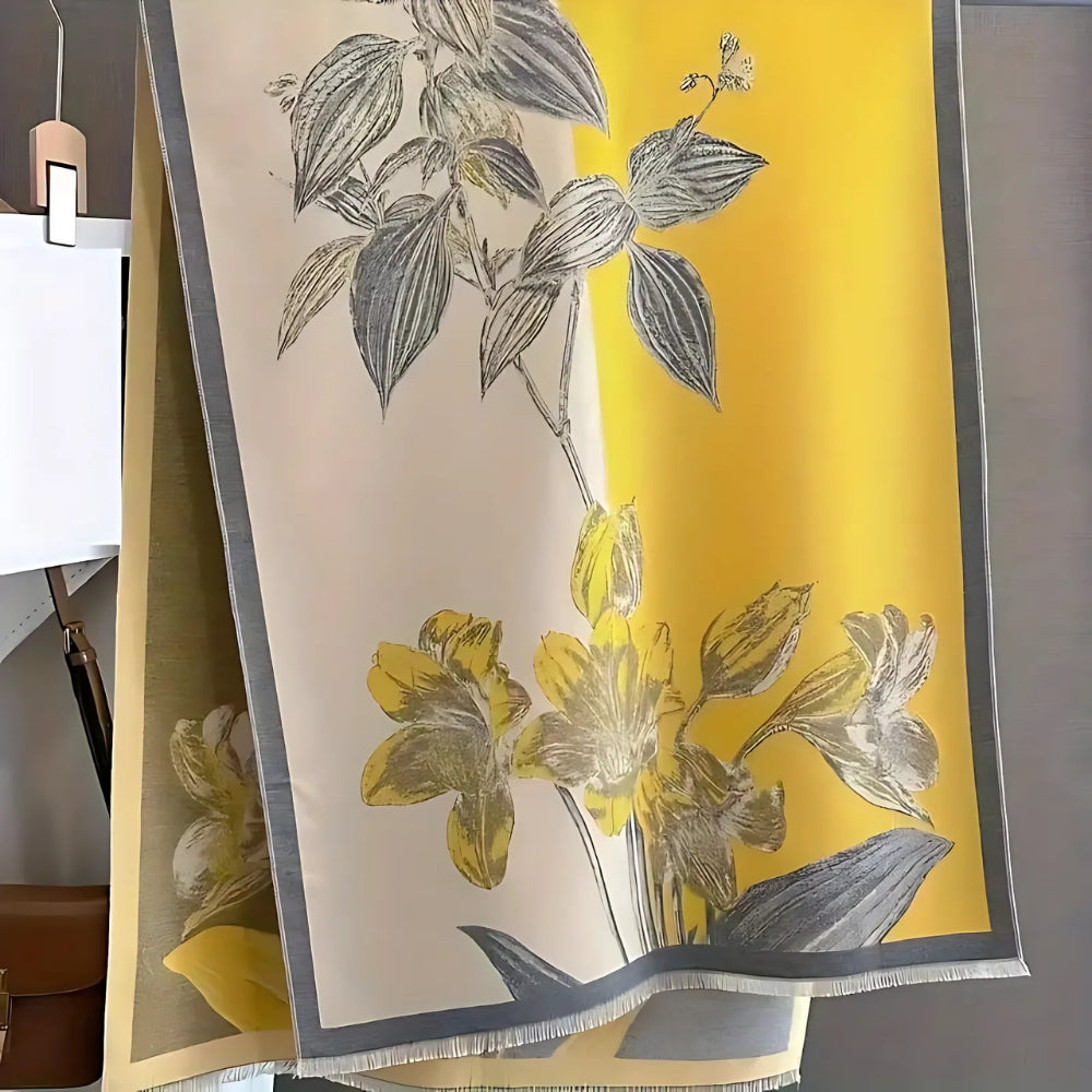 Bloemen Sjaal Met Geweven Structuur Voor Elegantie En Comfort Tijdens Koude Dagen