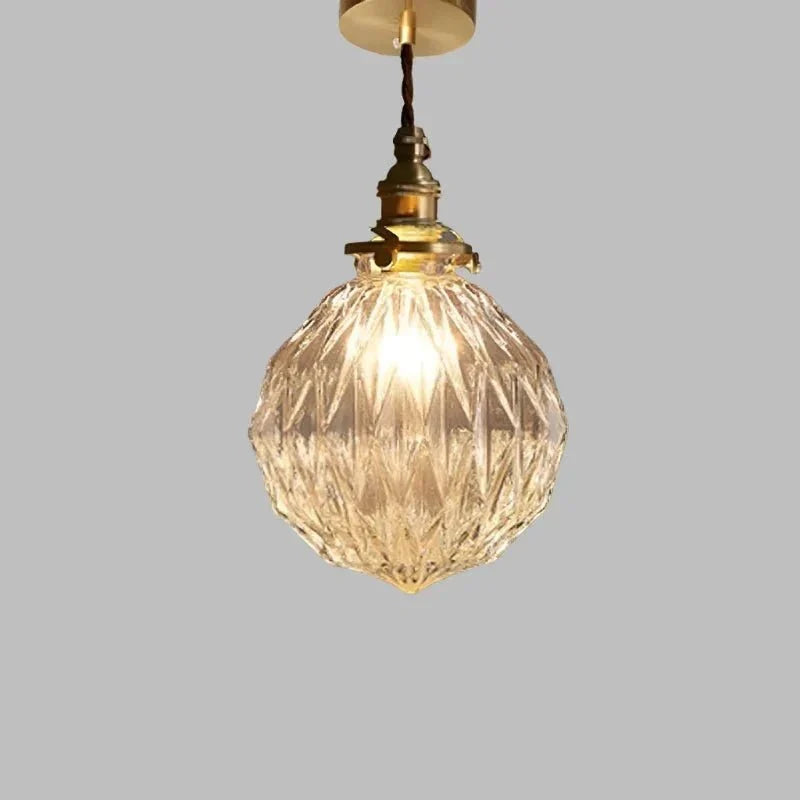 Vintage Hanglamp Met Gekraakt Glas En Warme Lichtuitstraling