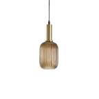 Glas Hanglamp Met Geribbelde Kap En Strakke Buisfitting Voor Zachte Ruimteverlichting