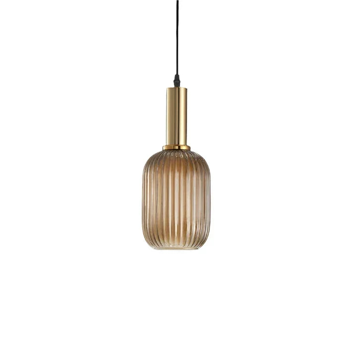 Glas Hanglamp Met Geribbelde Kap En Strakke Buisfitting Voor Zachte Ruimteverlichting