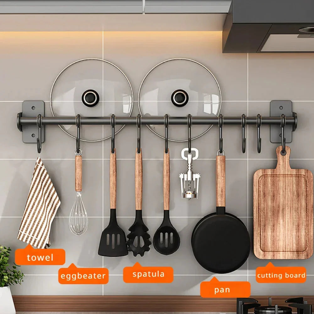 Keuken Wandrek met S‑Haken voor Kookgerei en Dekselopslag
