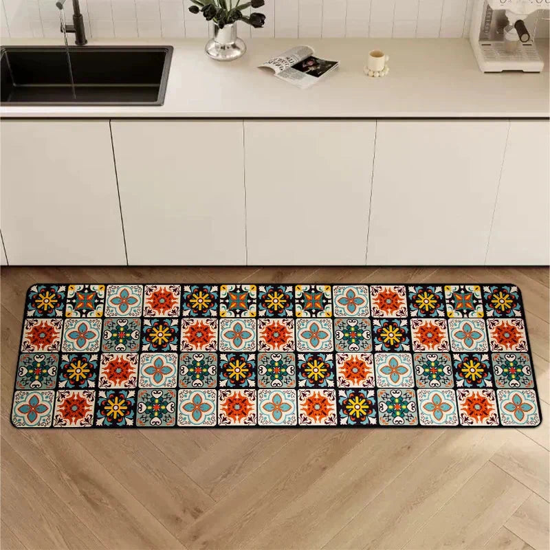 Keukenloper Set Met Tegelpatroon En Antislip Onderzijde