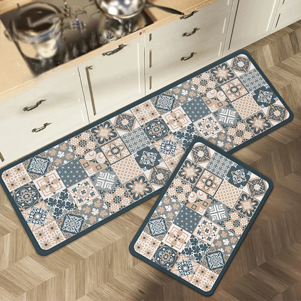 Keukenloper Set Met Tegelpatroon En Antislip Onderzijde