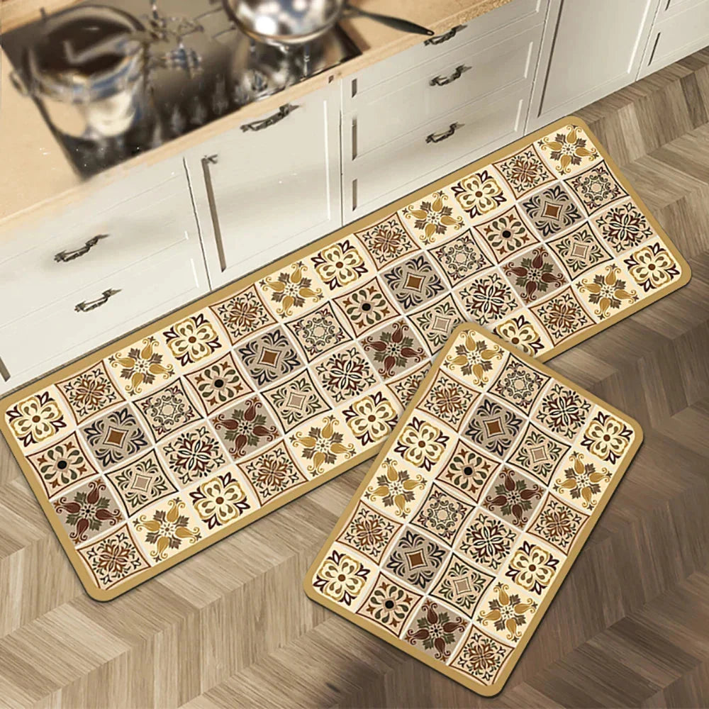 Keukenloper Set Met Tegelpatroon En Antislip Onderzijde