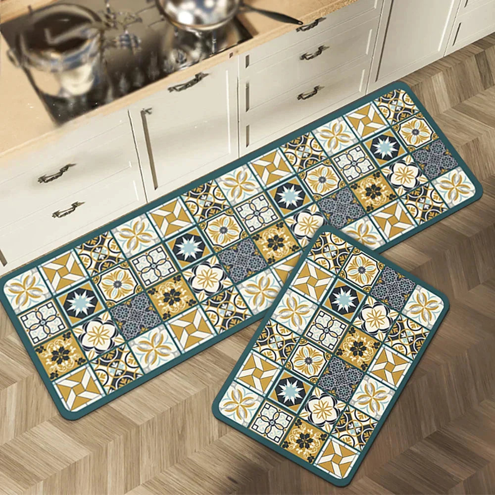 Keukenloper Set Met Tegelpatroon En Antislip Onderzijde