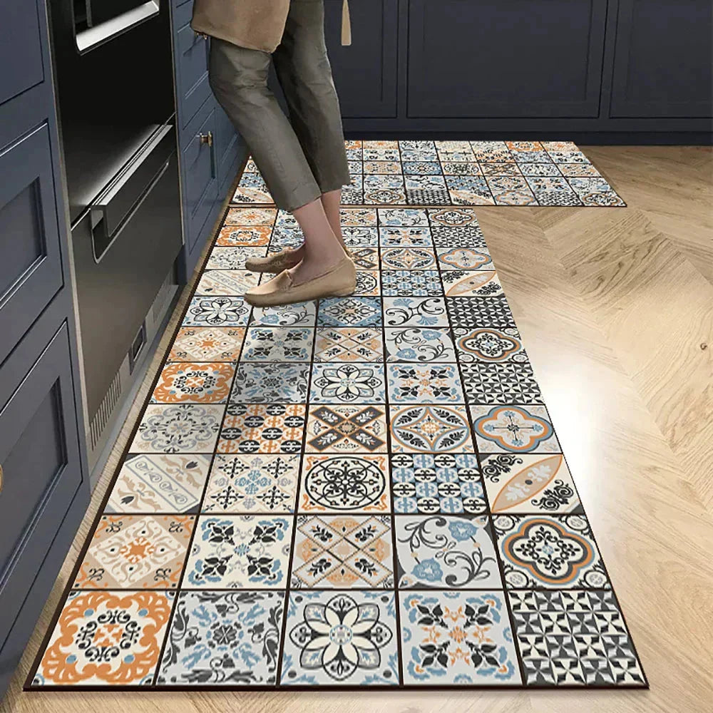 Keukenloper Set Met Tegelpatroon En Antislip Onderzijde