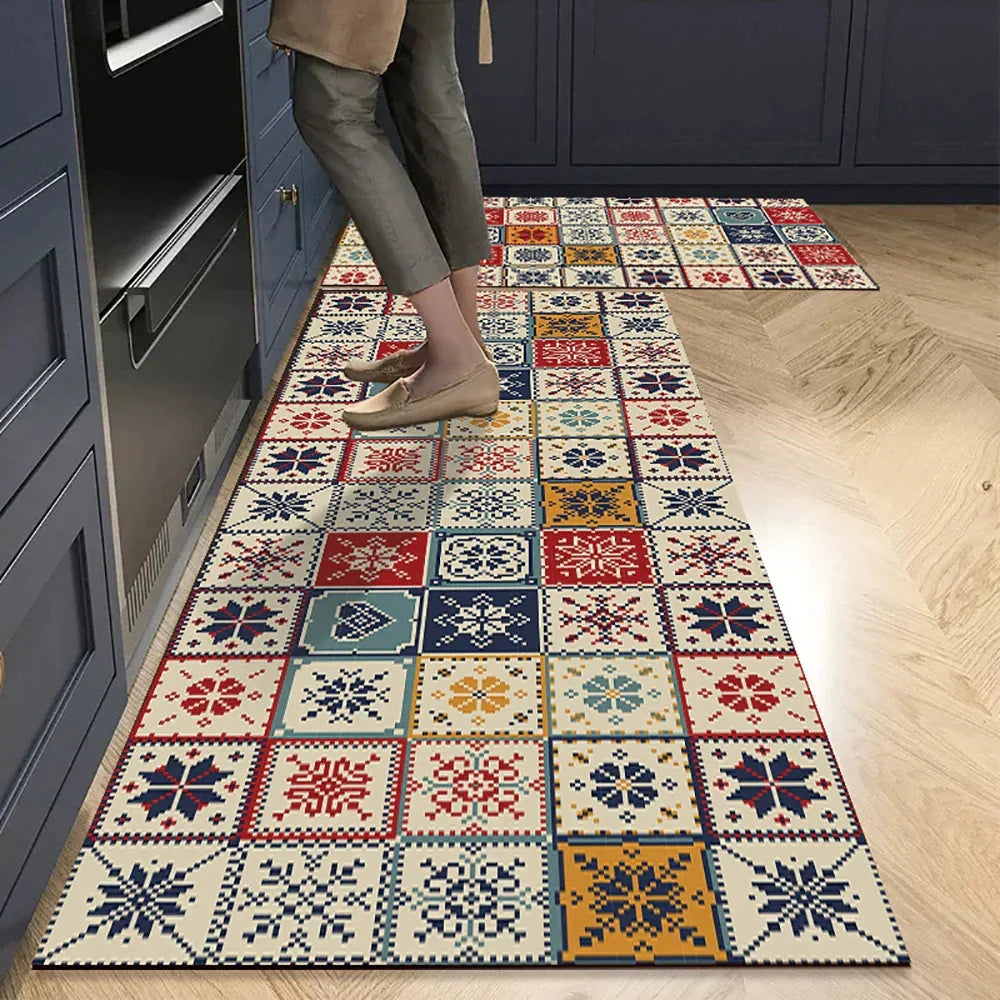 Keukenloper Set Met Tegelpatroon En Antislip Onderzijde