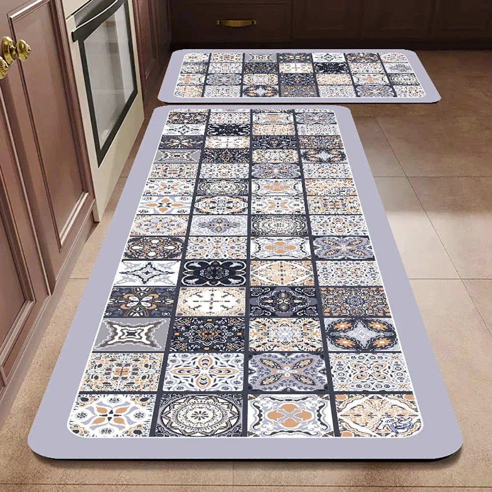 Keukenloper Set Met Tegelpatroon En Antislip Onderzijde