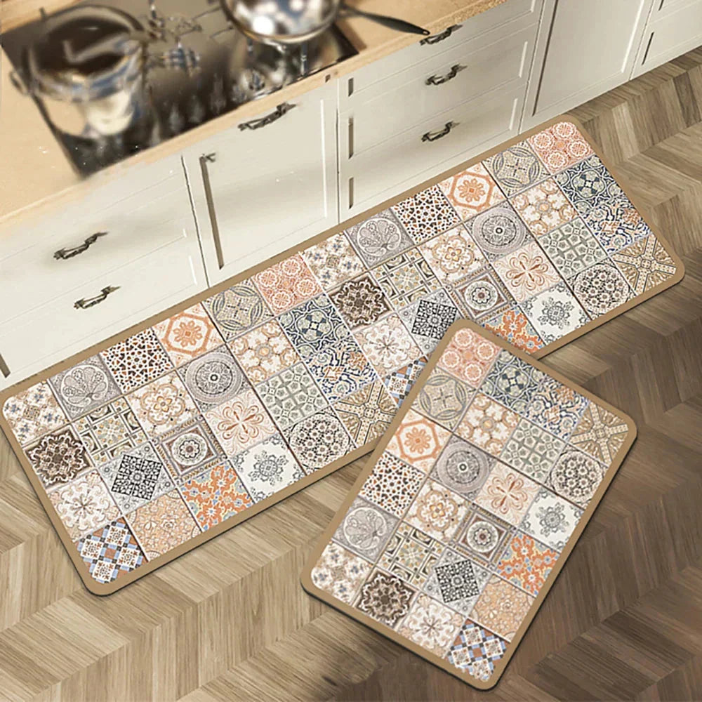 Keukenloper Set Met Tegelpatroon En Antislip Onderzijde