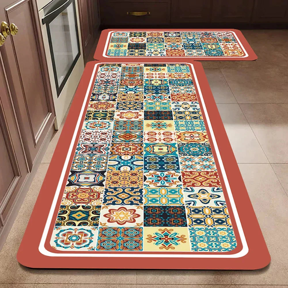 Keukenloper Set Met Tegelpatroon En Antislip Onderzijde