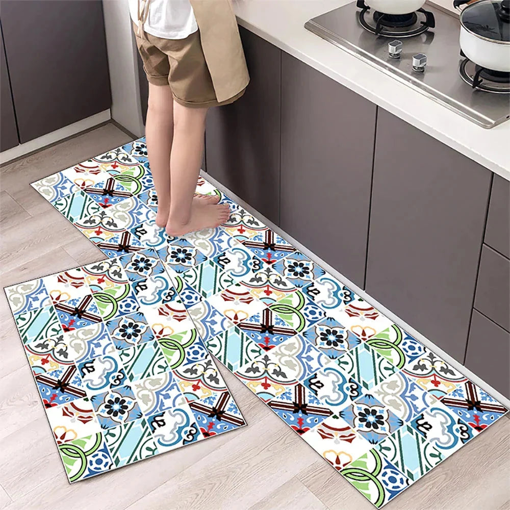 Keukenloper Set Met Tegelpatroon En Antislip Onderzijde