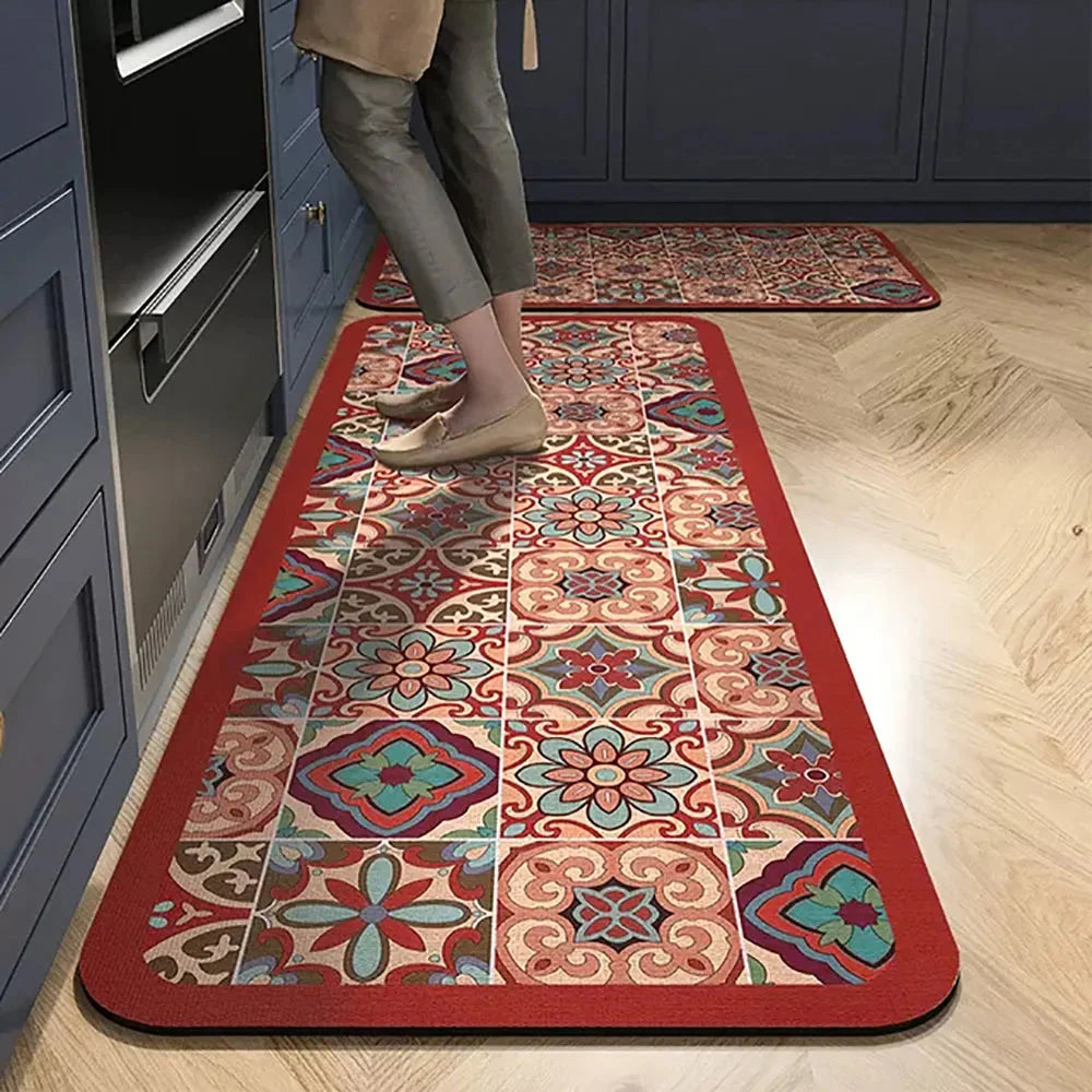 Keukenloper Set Met Tegelpatroon En Antislip Onderzijde