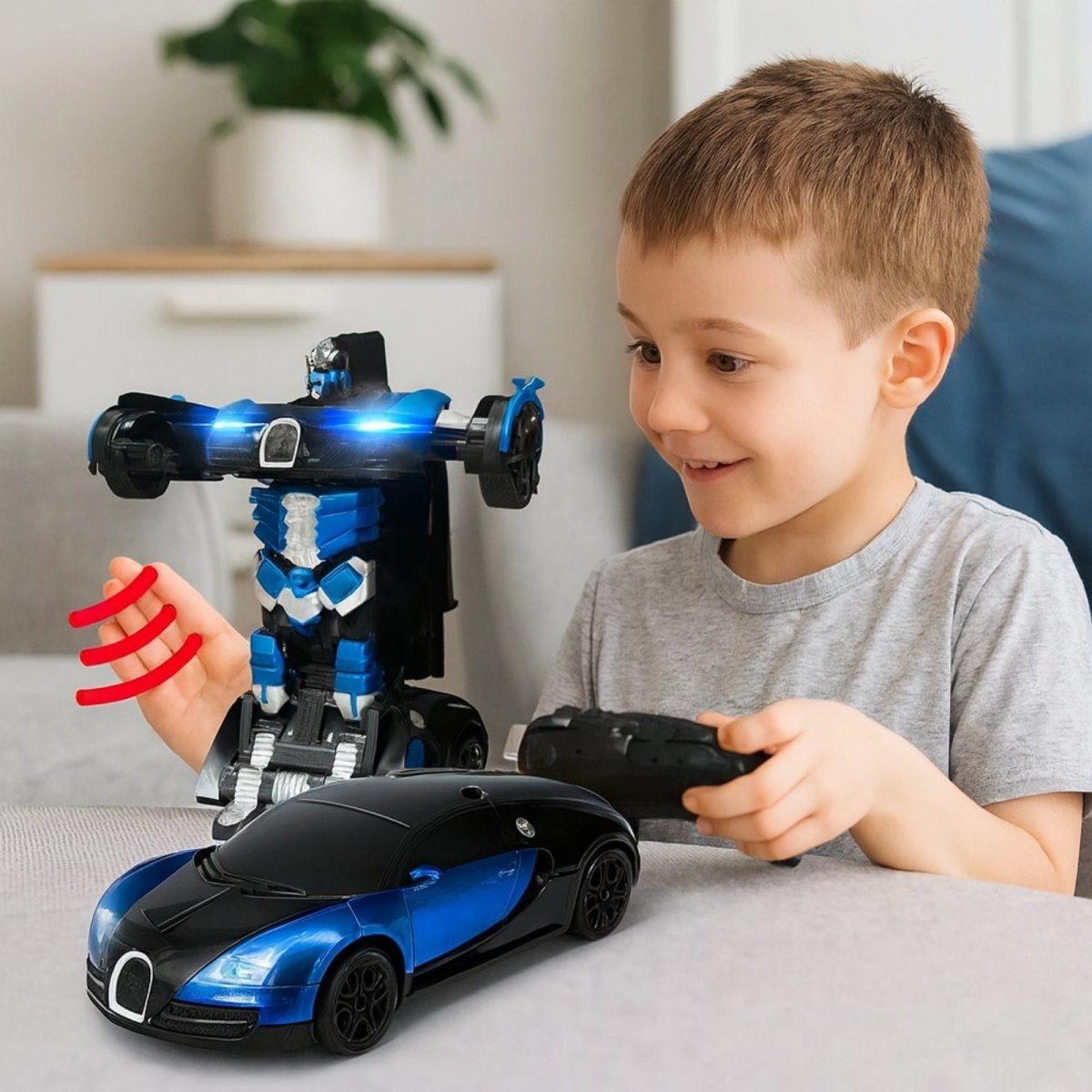RC Transformeerauto met Robotmodus, LED‑Effecten en Gebarenbesturing voor Dynamisch Speelplezier
