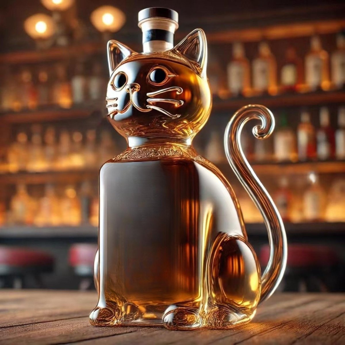 Dier‑Vormige Whiskykaraf met Massieve Glazen Constructie voor Karaktervolle Presentatie