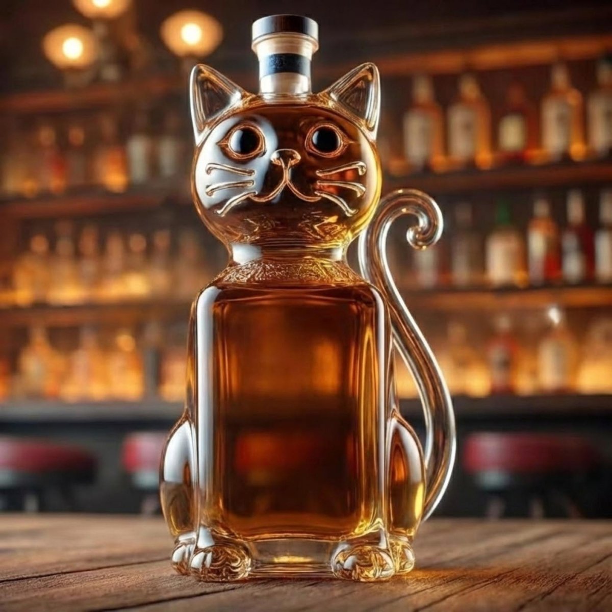 Dier‑Vormige Whiskykaraf met Massieve Glazen Constructie voor Karaktervolle Presentatie