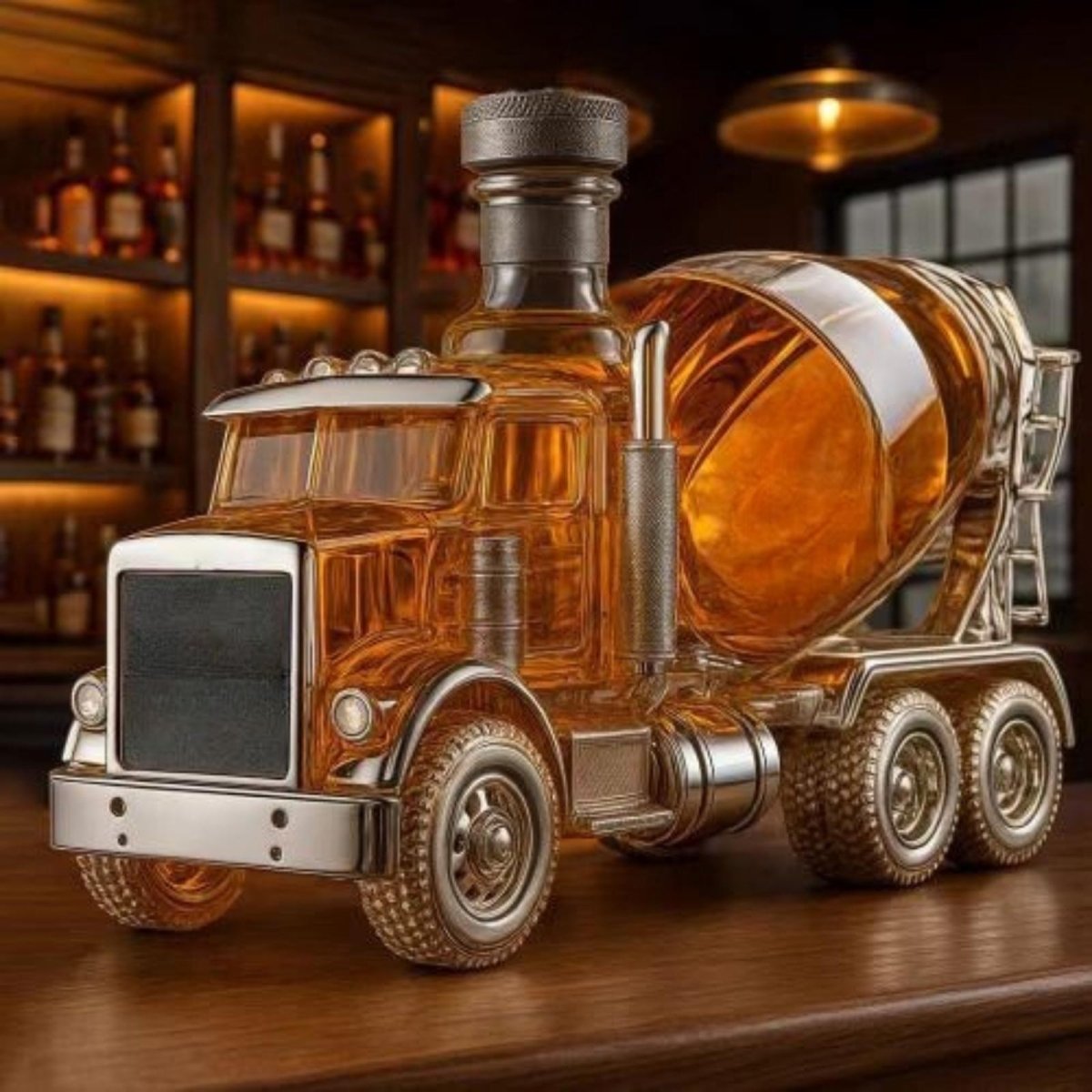 Voertuigvormige Whiskykaraf met Massieve Glazen Constructie voor Karaktervolle Presentatie