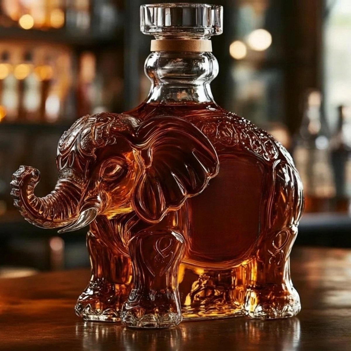 Dier‑Vormige Whiskykaraf met Massieve Glazen Constructie voor Karaktervolle Presentatie