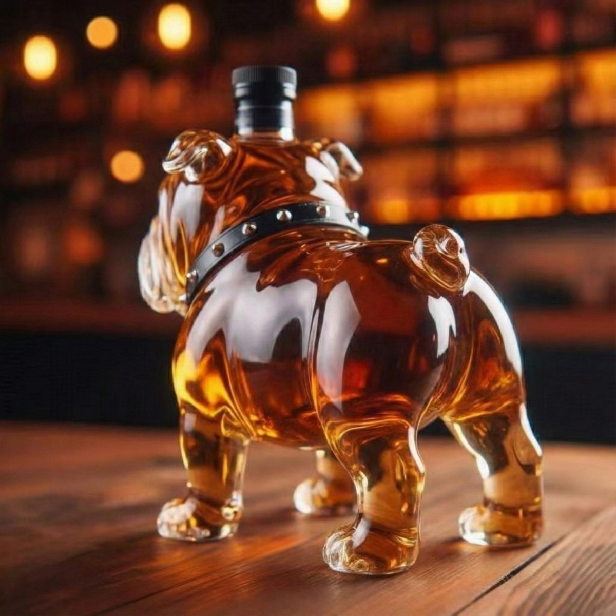 Dier‑Vormige Whiskykaraf met Massieve Glazen Constructie voor Karaktervolle Presentatie