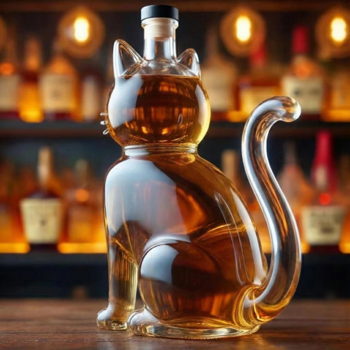 Dier‑Vormige Whiskykaraf met Massieve Glazen Constructie voor Karaktervolle Presentatie