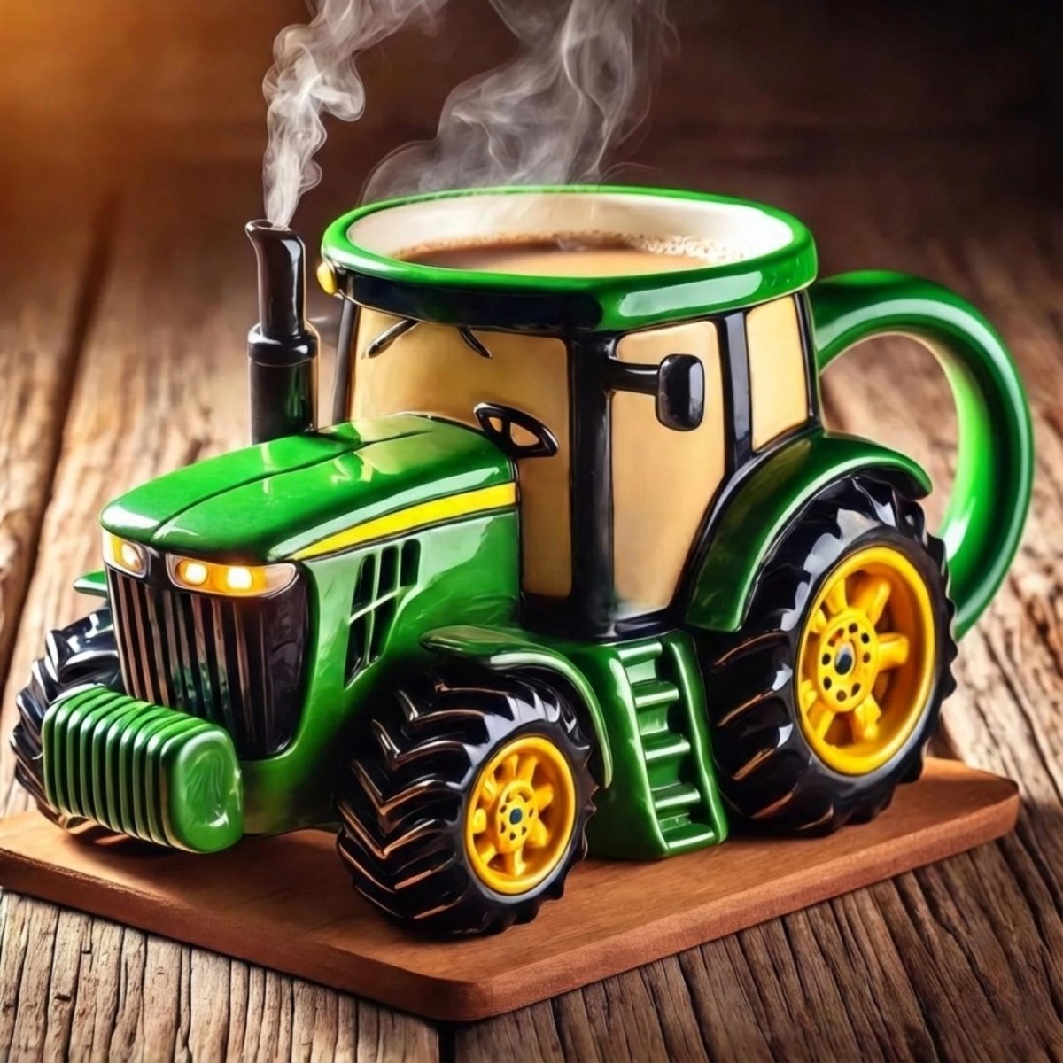 Keramische Mok met Sculpturale Tractorvorm en Zware Steenware Constructie