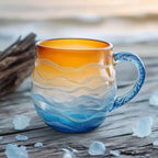 Artisan Wave Mok van Glas met 3D‑Golfstructuur en Textuurafwerking