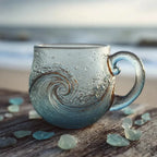 Artisan Wave Mok van Glas met 3D‑Golfstructuur en Textuurafwerking