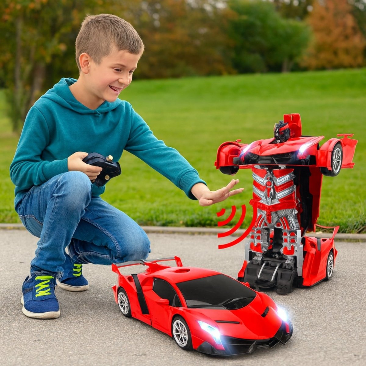 RC Transformeerauto met Robotmodus, LED‑Effecten en Gebarenbesturing voor Dynamisch Speelplezier