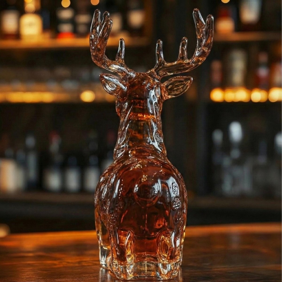 Dier‑Vormige Whiskykaraf met Massieve Glazen Constructie voor Karaktervolle Presentatie