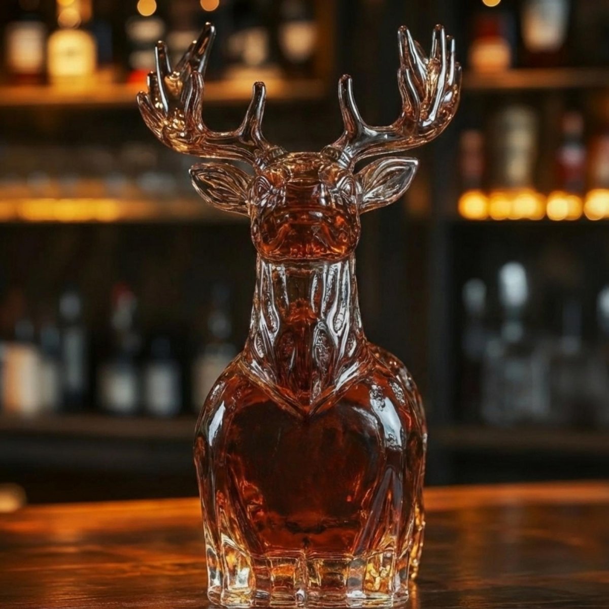 Dier‑Vormige Whiskykaraf met Massieve Glazen Constructie voor Karaktervolle Presentatie