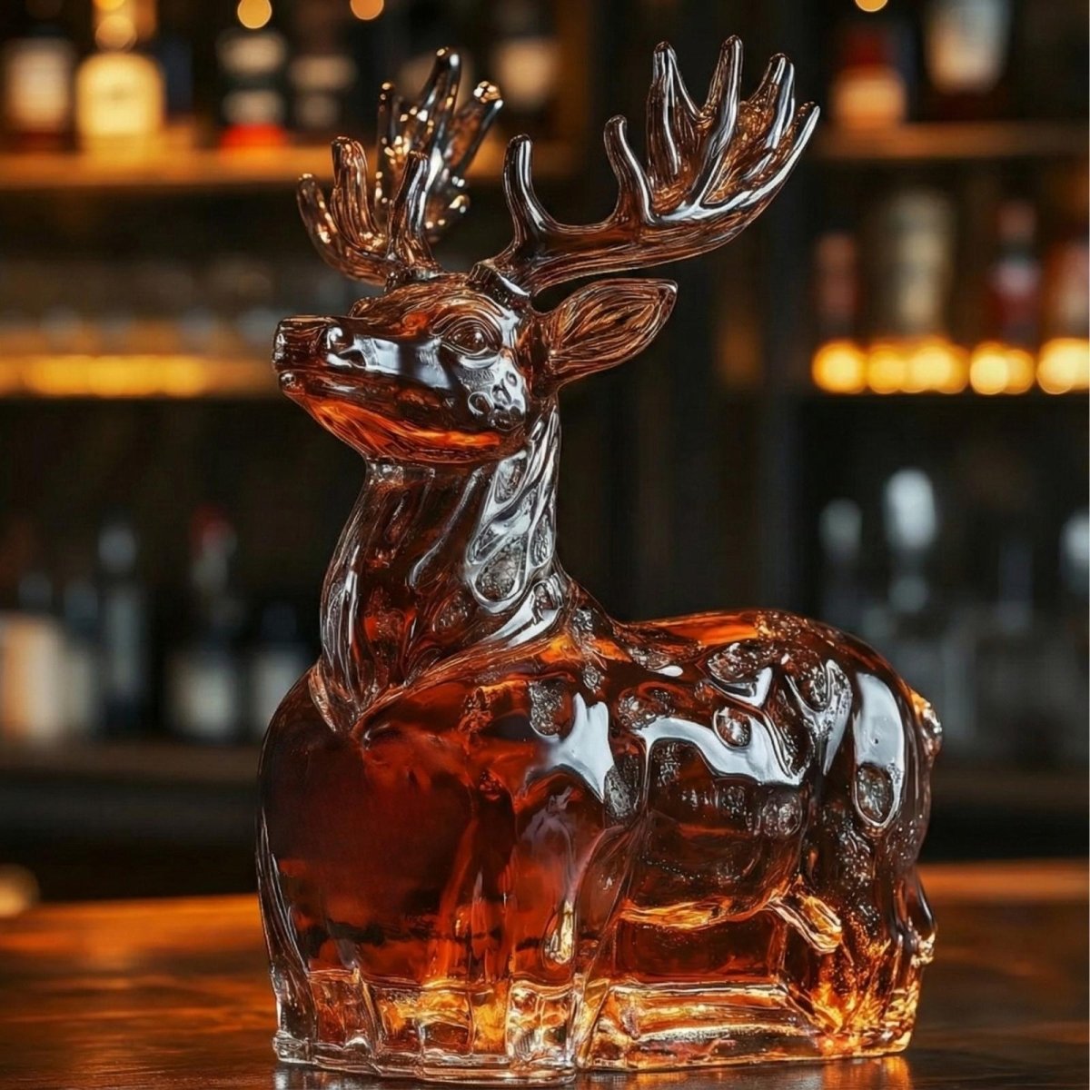Dier‑Vormige Whiskykaraf met Massieve Glazen Constructie voor Karaktervolle Presentatie