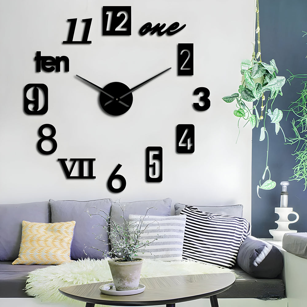 Wandklok met Grote Cijfers en Stil Mechanisme voor Creatieve Muurdecoratie