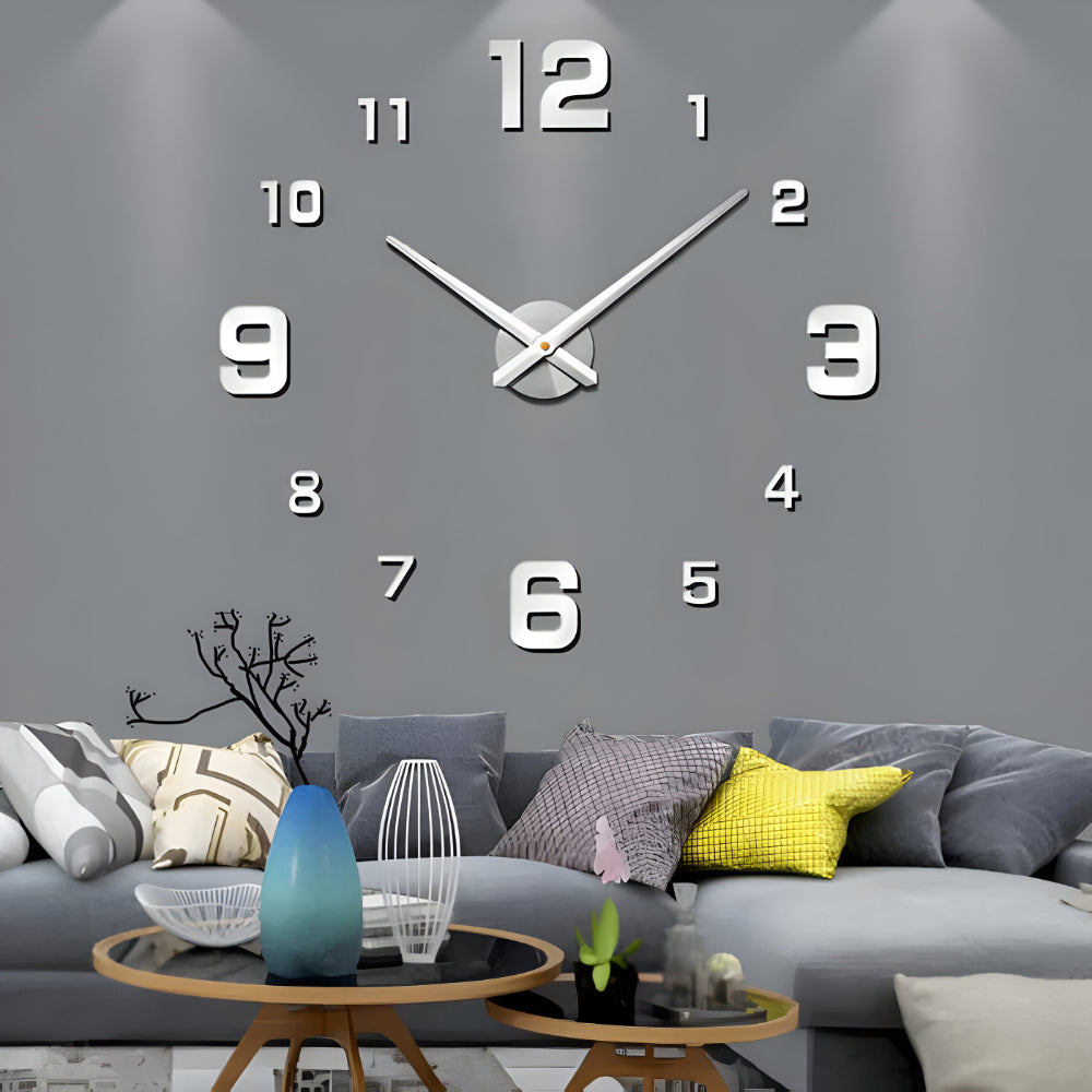 Wandklok met Grote Cijfers en Stil Mechanisme voor Creatieve Muurdecoratie
