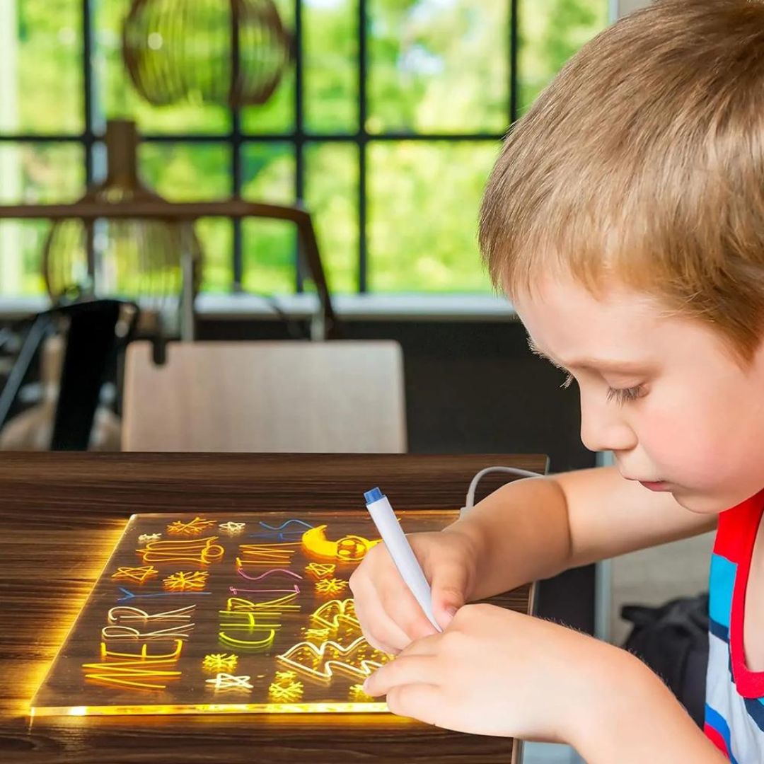 Led Tekenbord met Lichtpaneel en Afwisbare Schrijfplaat voor Creatief Leren