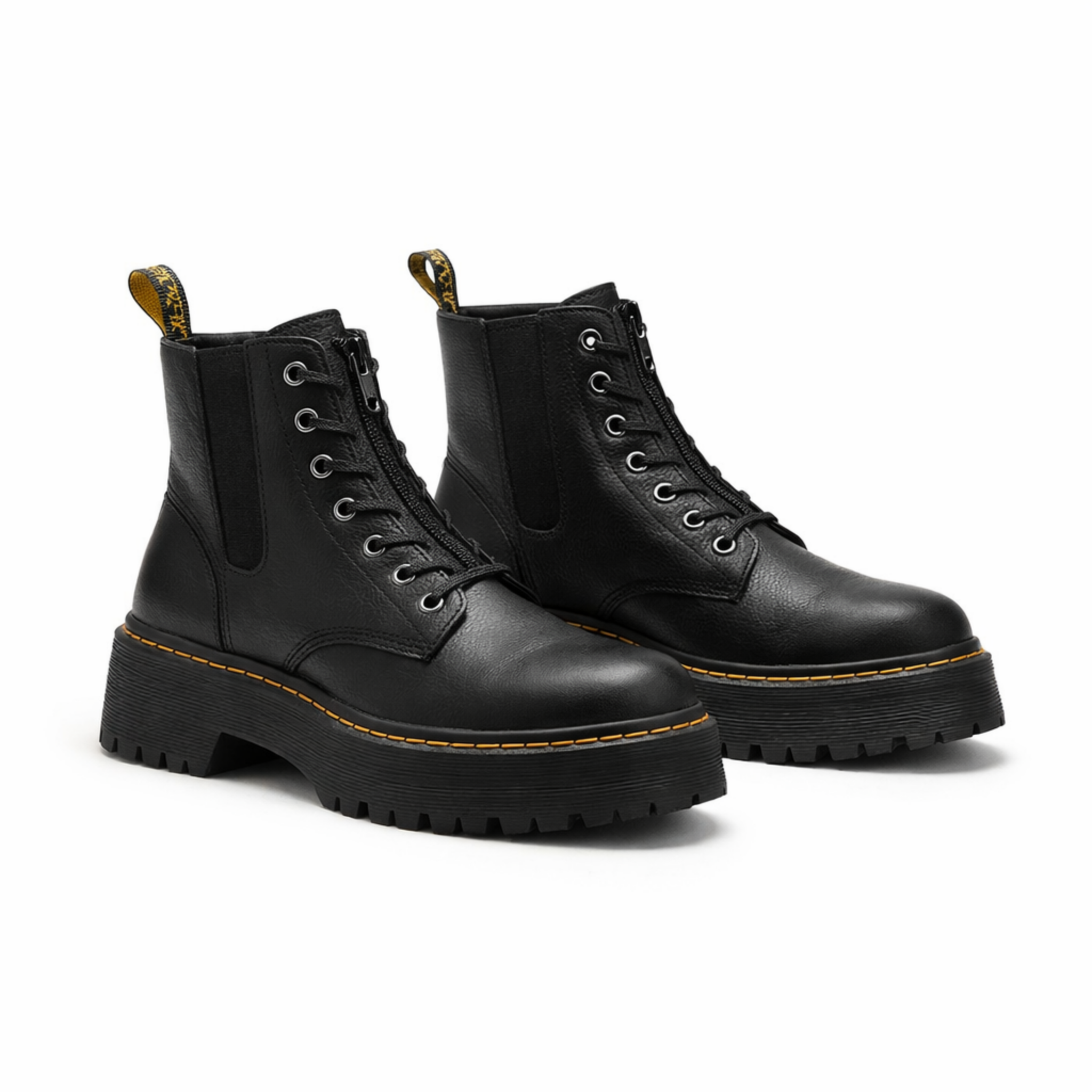 Leren Plateaulaarzen Met Comfortabele Zool