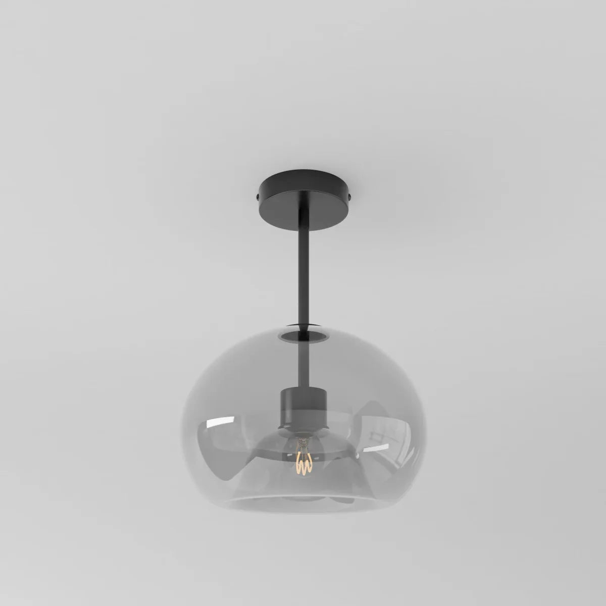 Plafondlamp Met Glazen Kap En Strakke Montage Voor Moderne Ruimtes