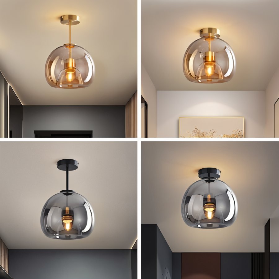 Plafondlamp Met Glazen Kap En Strakke Montage Voor Moderne Ruimtes