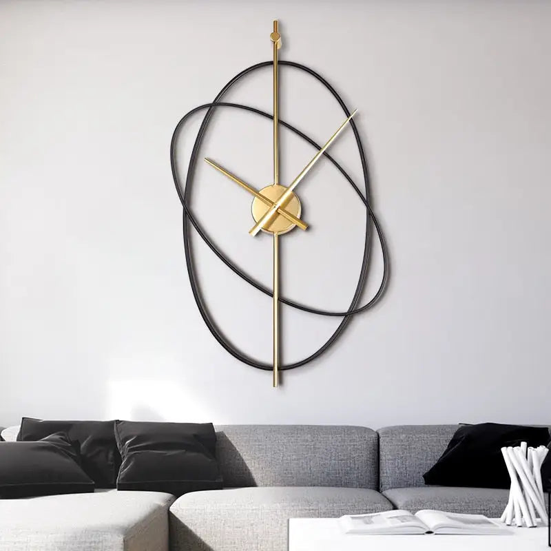 Ovale Wandklok met Stil Quartzmechanisme en Modern Metaalontwerp