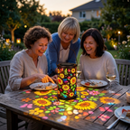 Decoratieve Solar Lantaarn Met Kleurrijk Bloemenpatroon Voor Buiten
