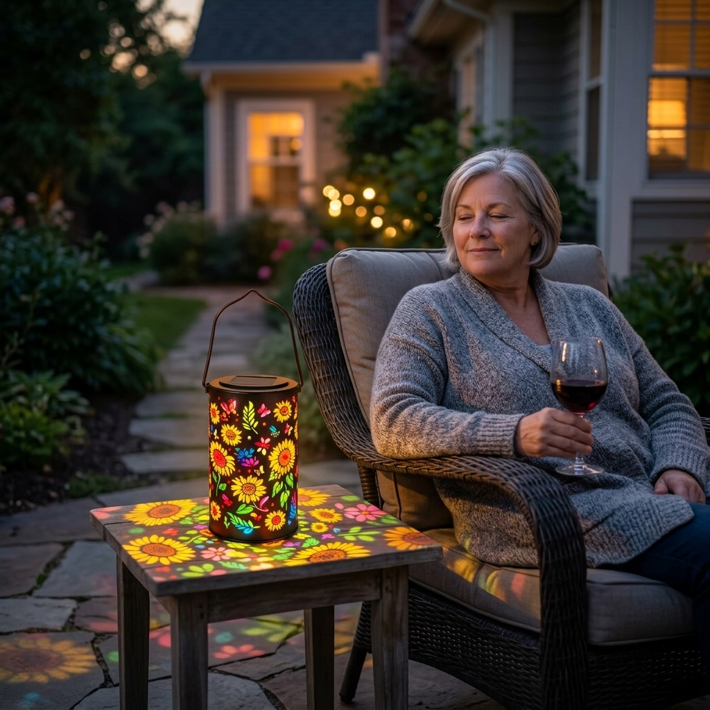 Decoratieve Solar Lantaarn Met Kleurrijk Bloemenpatroon Voor Buiten
