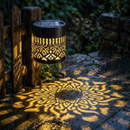 Solar Wandlamp Met Mandala Projectie Voor Sfeervolle Tuinverlichting
