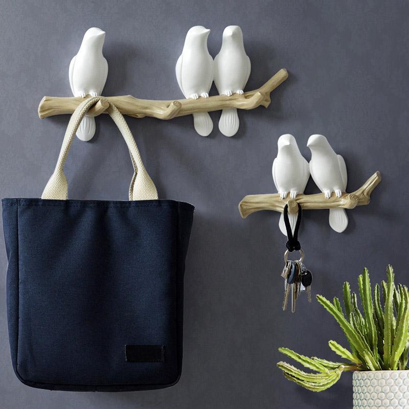 Decoratieve Vogels Wandhaak met Speelse Kapstokfunctie