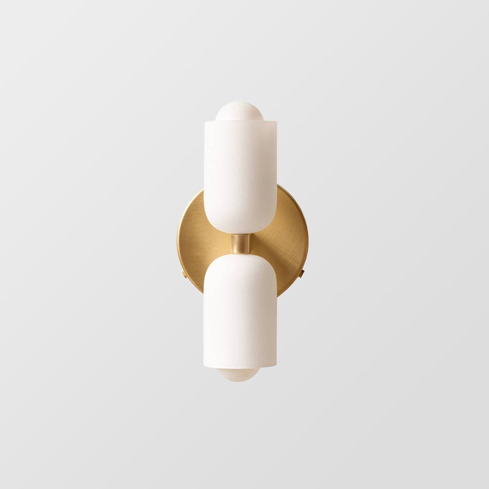 Wandlamp Met Dubbele Lichtbundel En Crème Kappen