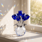 Kristallen Rozen Glas Facetvaas Regenboogreflectie Decoratief Ontwerp