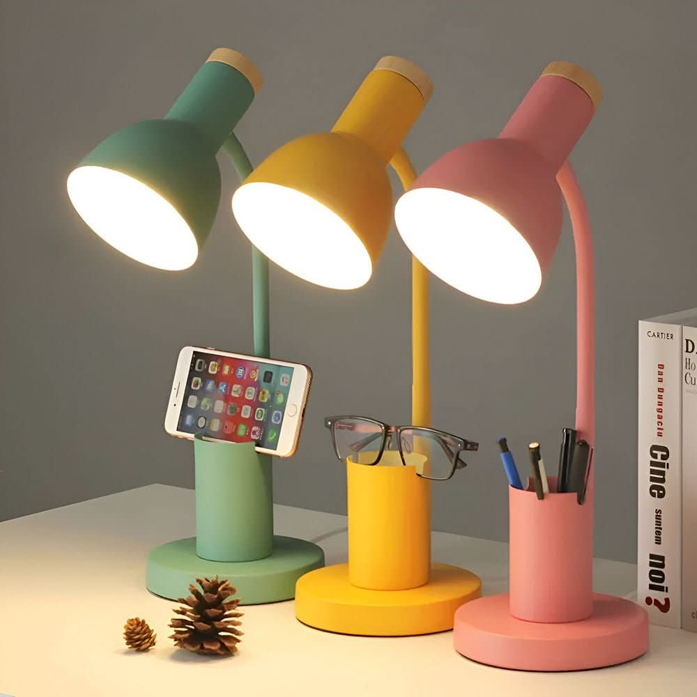 LED‑Bureaulamp met Geïntegreerde Stifthouder voor Georganiseerde Werkplekken