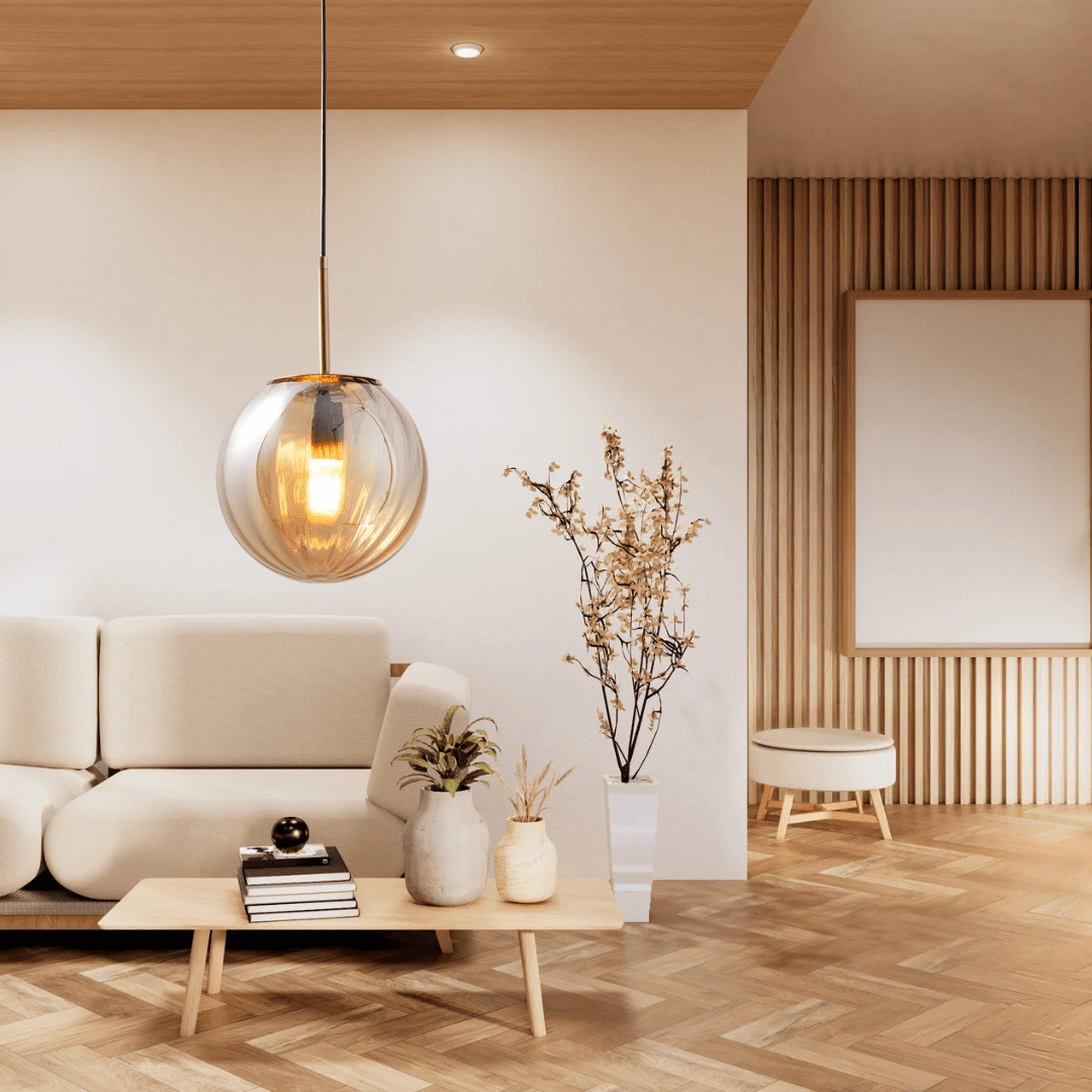Glazen Hanglamp met Ronde Bolvorm voor Zachte Binnenverlichting