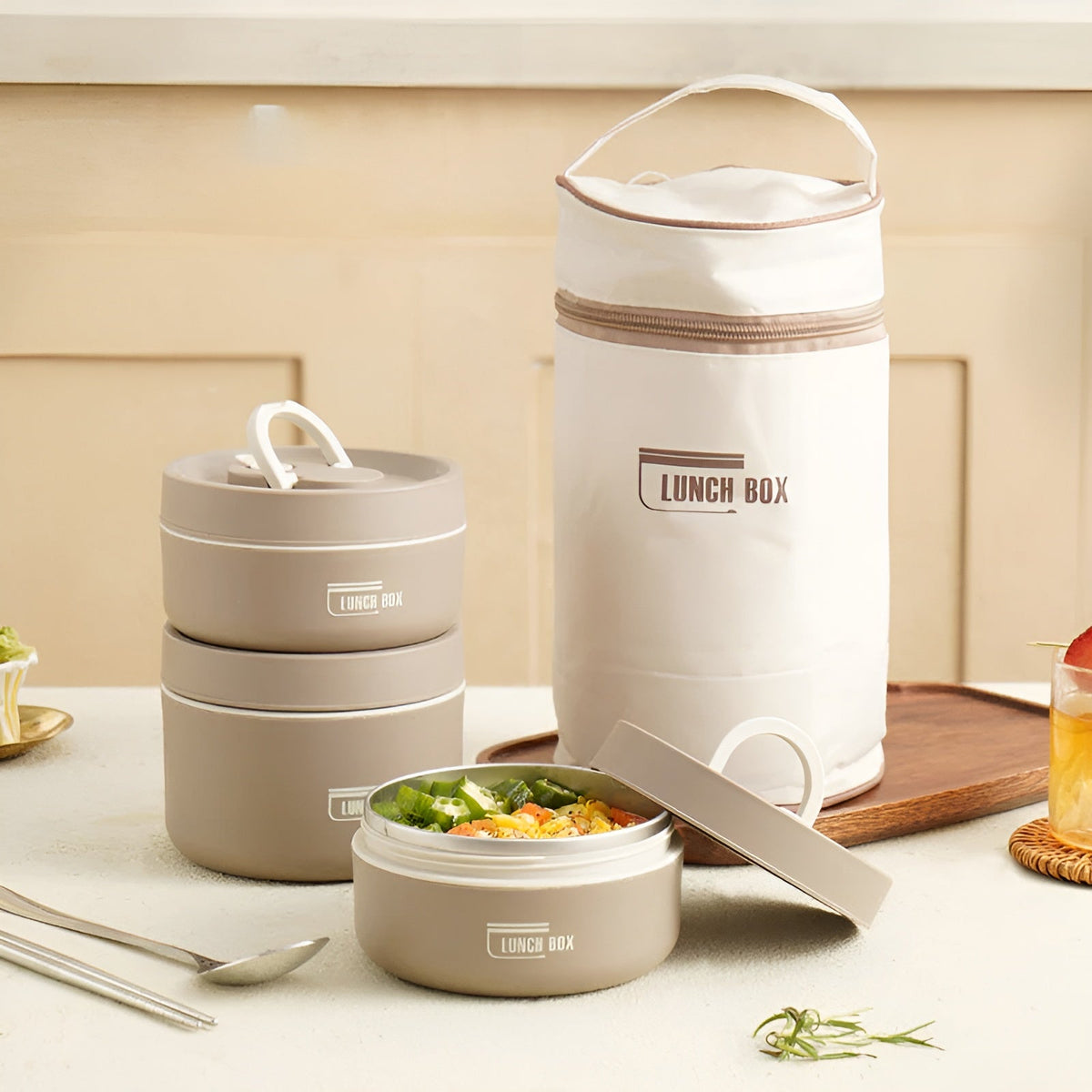 Geïsoleerde Lunchbox Met Meerdere Compartimenten