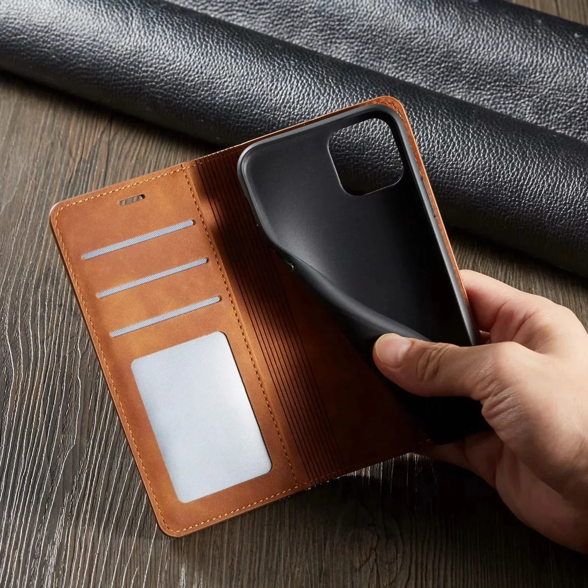 Leren Telefoonhoes Magnetische Sluiting Dagelijkse Bescherming