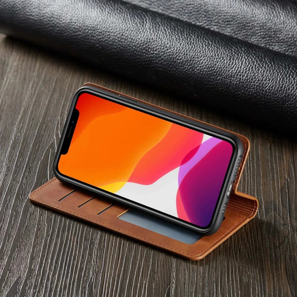 Leren Telefoonhoes Magnetische Sluiting Dagelijkse Bescherming