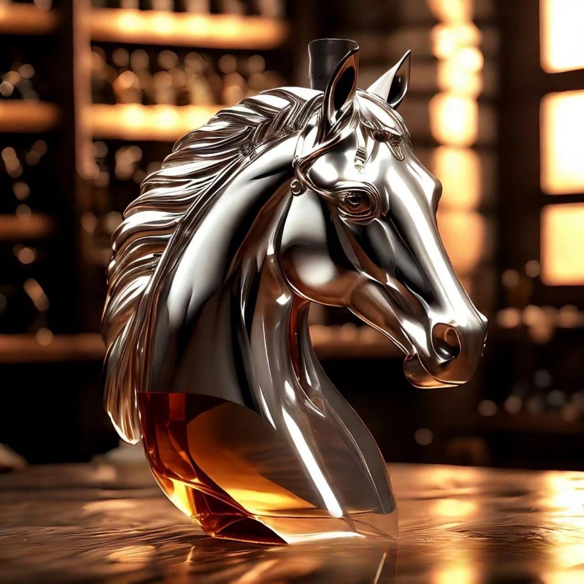 Dier‑Vormige Whiskykaraf met Massieve Glazen Constructie voor Karaktervolle Presentatie